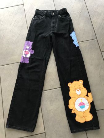 Jeans Bershka, care bears, Gr. 34, wide-leg