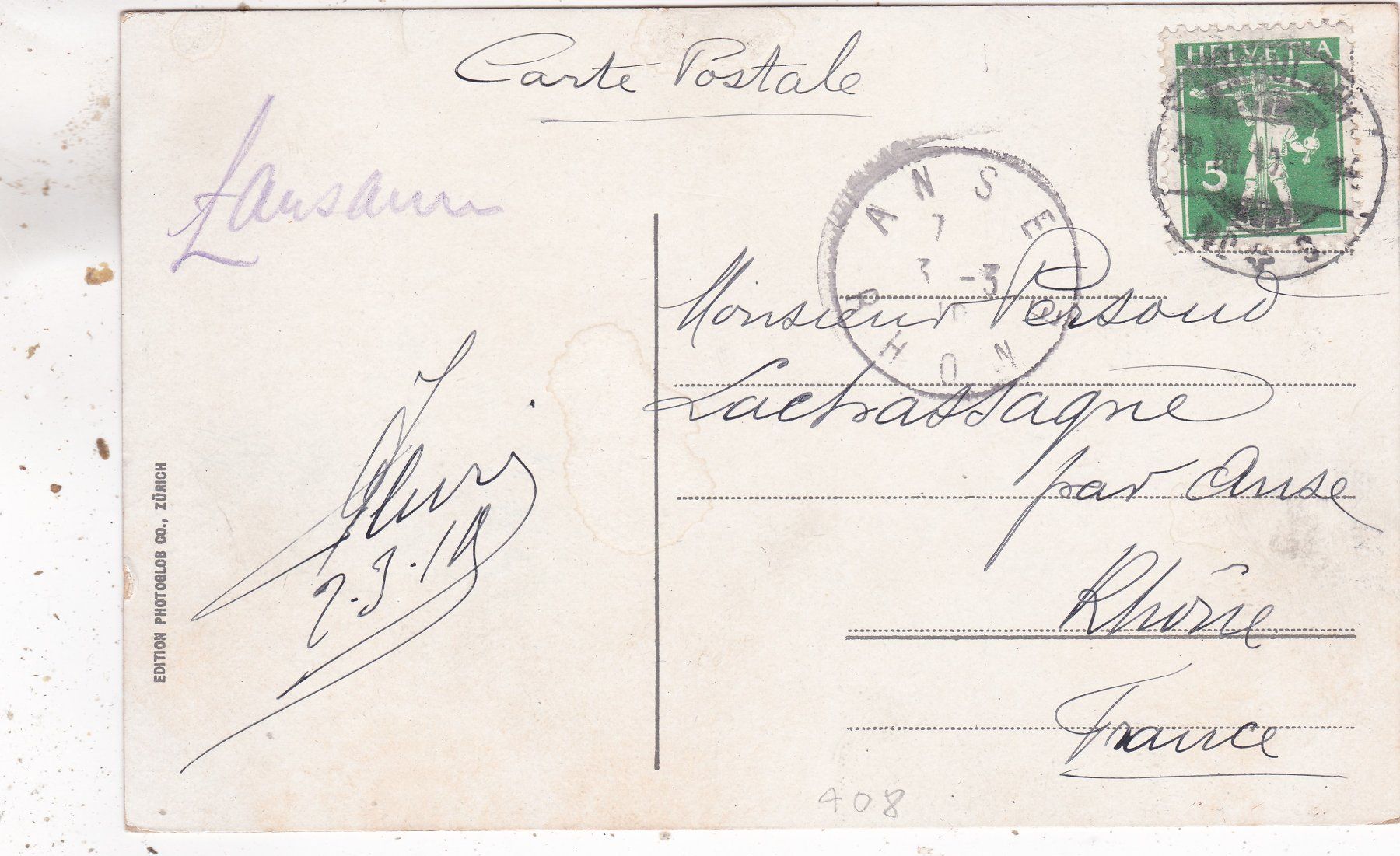 Cartes postales: Lausanne 1910 – D'occasion à Herisau par Lisegrat2008 1