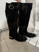 Élégantes bottes hautes en daim noir
