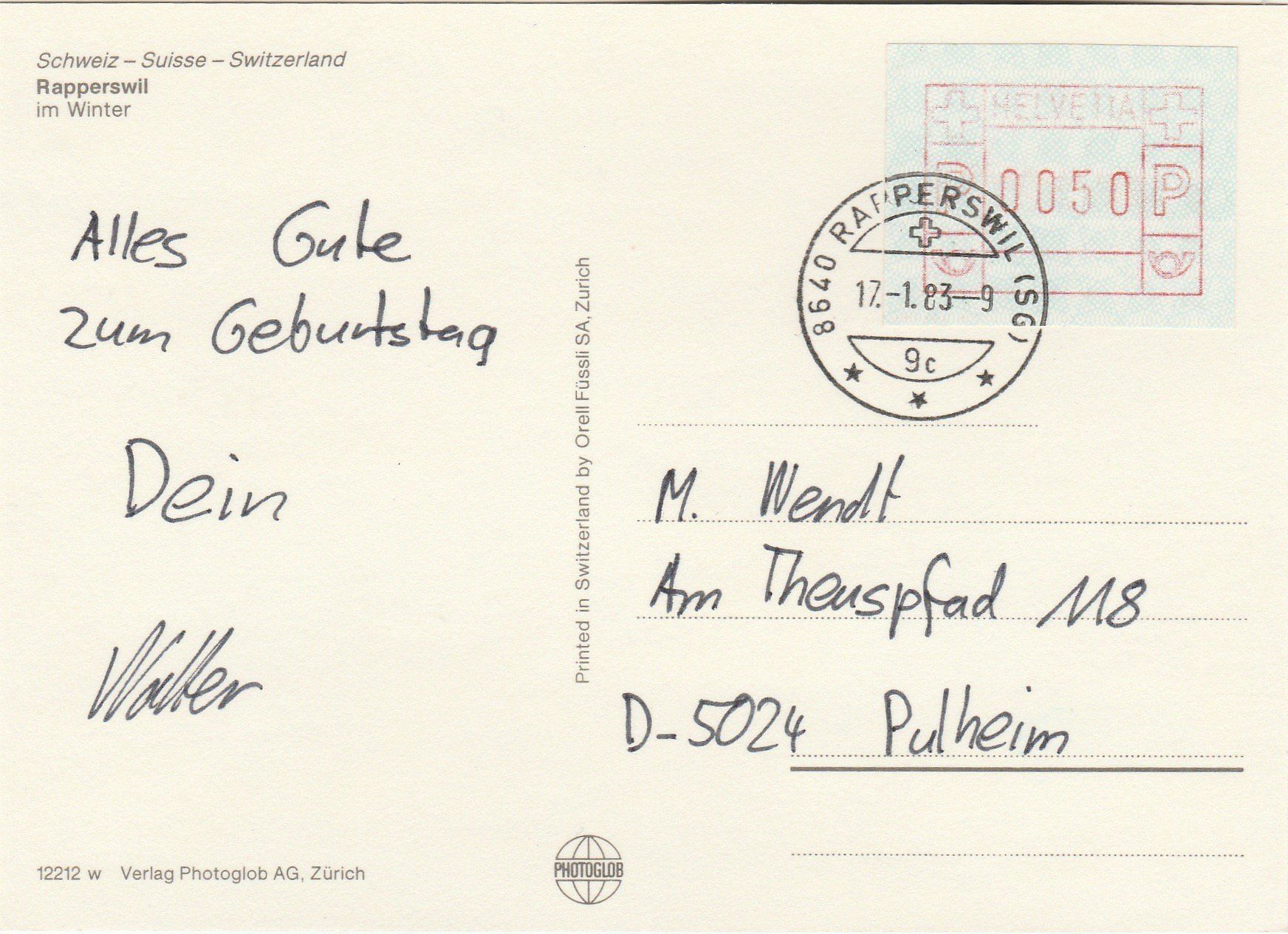 Alle Briefmarken: Automatenmarke 6II – Gebraucht aus Oberglatt ZH von Wiedmi6