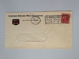 Historischer Briefumschlag Kanada 1932 mit Briefmarke
