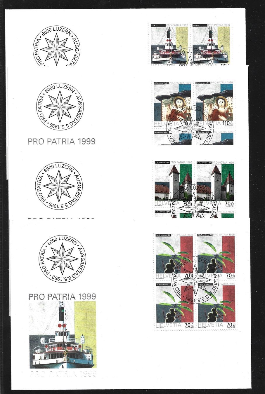 Alle Briefmarken: 1999  FDC 4er  Pro Patria – Gebraucht aus Rheinau von loxis