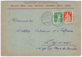 PERFIN S.B. auf Beleg von CHIASSO nach LYON