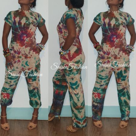 Sommer Batik  Handgefärbt Boho Overall,Jumpsuit XS-S