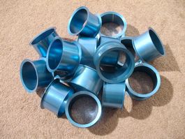 16x Aluminium Ring Spule Metall Trommel Metallic hellblau