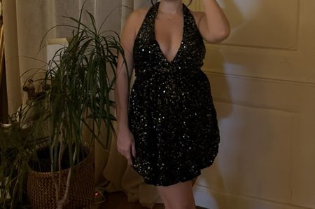 Robe noire courte paillettes femme taille M