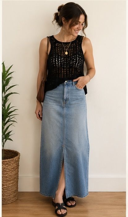 Top: Black crocheted sleeveless top size M-L  – Usato da Turbenthal venduto da elizameise