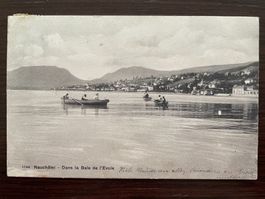NEUCHÂTEL Dans la Baie de l'Evole, bateaux, 1909