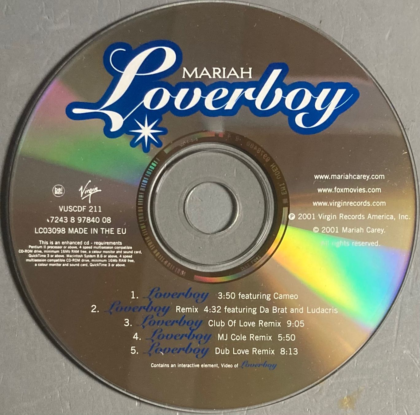 CD: MARIAH CAREY - LOVERBOY – Usato da Poliez-Pittet venduto da Newtown-Records 1