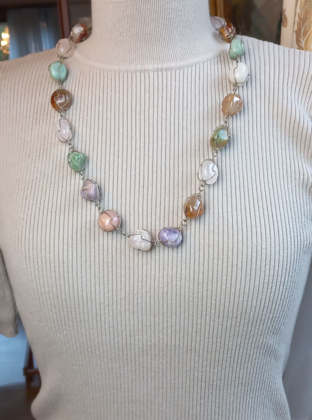 Catenine: Halskette "cageded Gemstone" silber Draht mit Edel Steinen – Usato da Buchs AG venduto da Dzirul 5