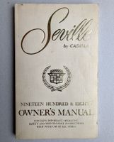 Cadillac Owner's Manuel Seville / Nineteen Hundred & Eighty