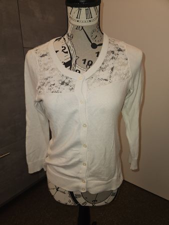 Abercrombie & Fitch Strickjacke weiss Grösse M Spitze