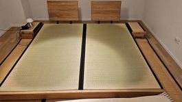 Lit japonais 200x200 et chevets en chêne 