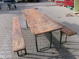 Festbank  mit Tisch - Holz - Klappbar -