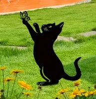 Spielende Katze Gartenstecker Metall (30 cm)