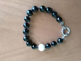 Armband Bracelet Armkette Onyx  mit Perle