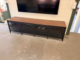 Sideboard Industrial Schwarz Holz Metall L200cm H54cm T40cm