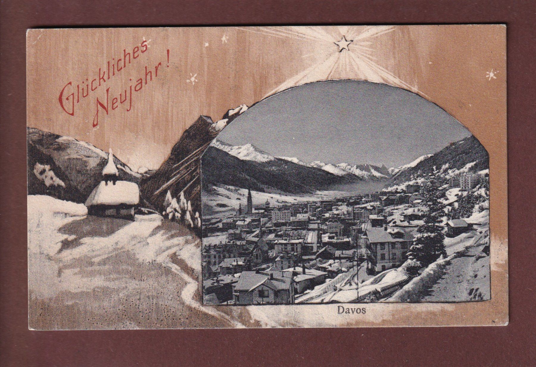 Ansichtskarten: DAVOS - Neujahr - 1910 – Gebraucht aus Pully von nicecards