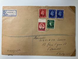Middle East Foras/Tangier, Mischfrankatur R-Brief n. Belgien