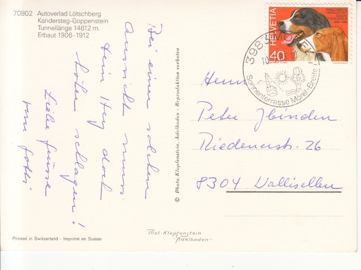 Cartoline postali: Lötschbergtunnel 1983 – Usato da Bürglen TG venduto da StampGraf 1