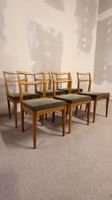 6er Set Mid Century dänische Esszimmerstühle Teakholz