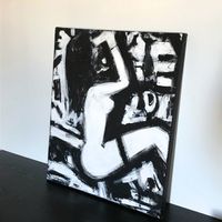 Threesome Akt Kunst Modern Art Black White Nude Erotik Acryl