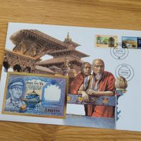 Banknoten Brief - Lettre avec billet de banque Nepal