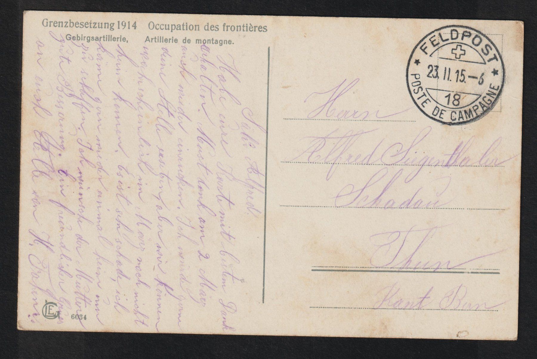 Cartoline postali: PK Gebirgsartillerie – Usato da Siebnen venduto da Fstaehli 1
