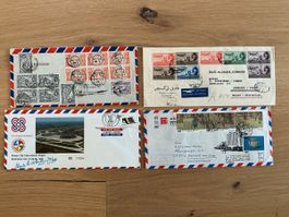 Vier alte Flugpostcouverts