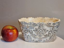 Übertopf Shabby Chic Barock Relief Grau Weiss