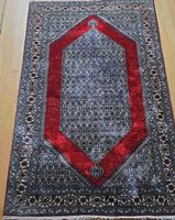 Seiden Perser Teppich, Läufer, Rot/Blau, guter Zustand
