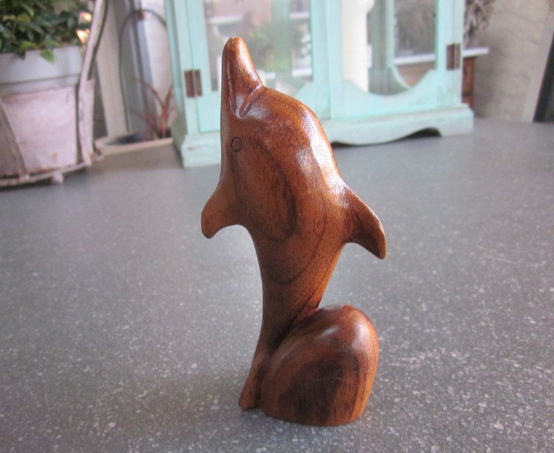 Figuren: Vintage Holzfigur Delfin, Höhe 14 cm – Gebraucht aus Bischofszell von raika 6