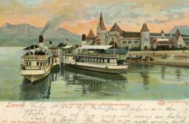 Luzern  LU  -  Dampfschiff-Station beim Kriegsmuseum um 1904
