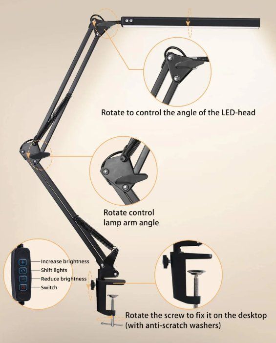 Lampade: Flexibel Schreibtischlampe LED Dimmbar mit Ständer – Nuovo e nell'imballaggio originale da Châtelaine venduto da topshop.switzerland 6