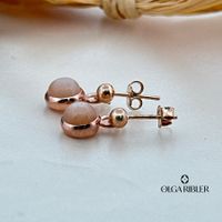 Peach-Mondstein Ohrstecker – Sterling Silber rosévergoldet