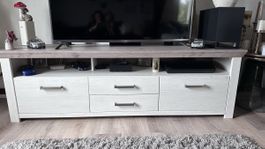 TV-Möbel Holzoptik creme weiss   mit Schubladen gebraucht