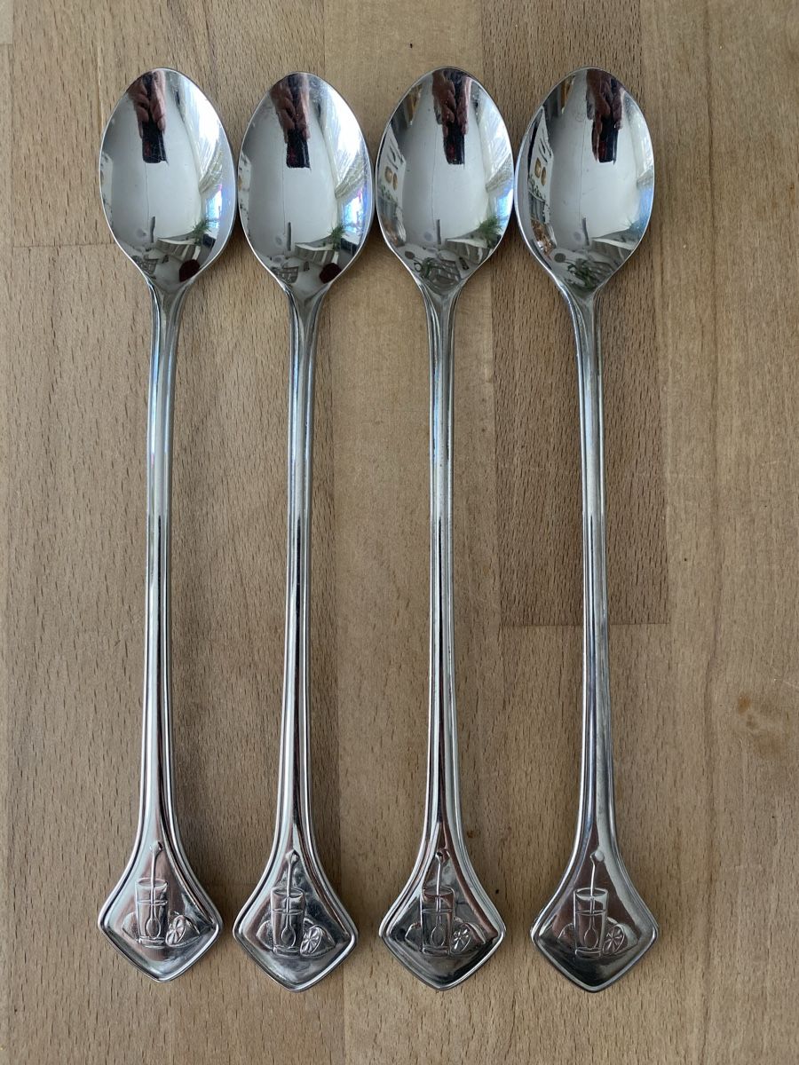 Löffel: 4er Set Vintage Cocktail-/Eis-Löffel, Edelstahl – Gebraucht aus Rheinfelden von Tigerlilli