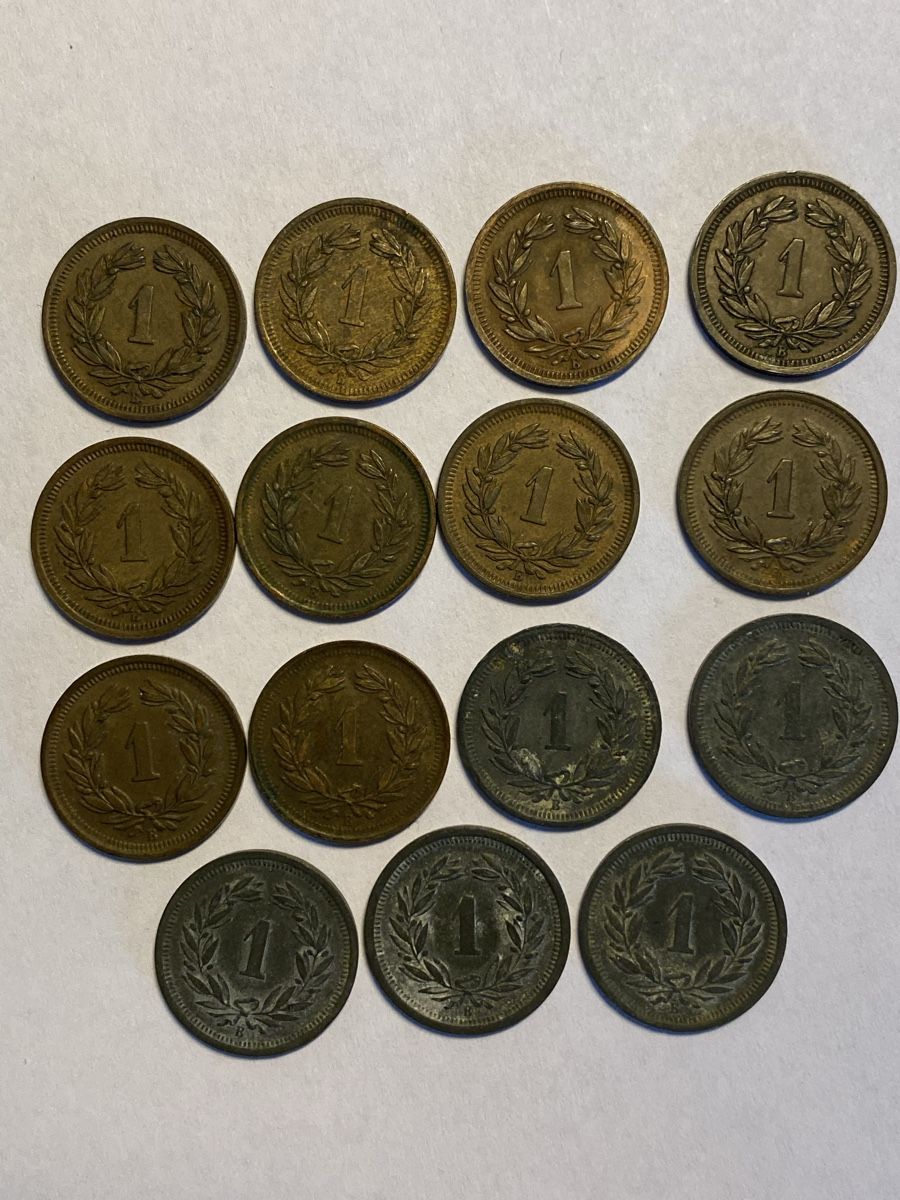 Tutti le monete: 15 X 1 centime de 1930 à 1946 – Usato da Corsier-sur-Vevey venduto da Ginoarturo