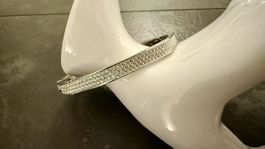 Bracelet-jonc Dextera Forme octogonale, Blanc, Métal rhodié