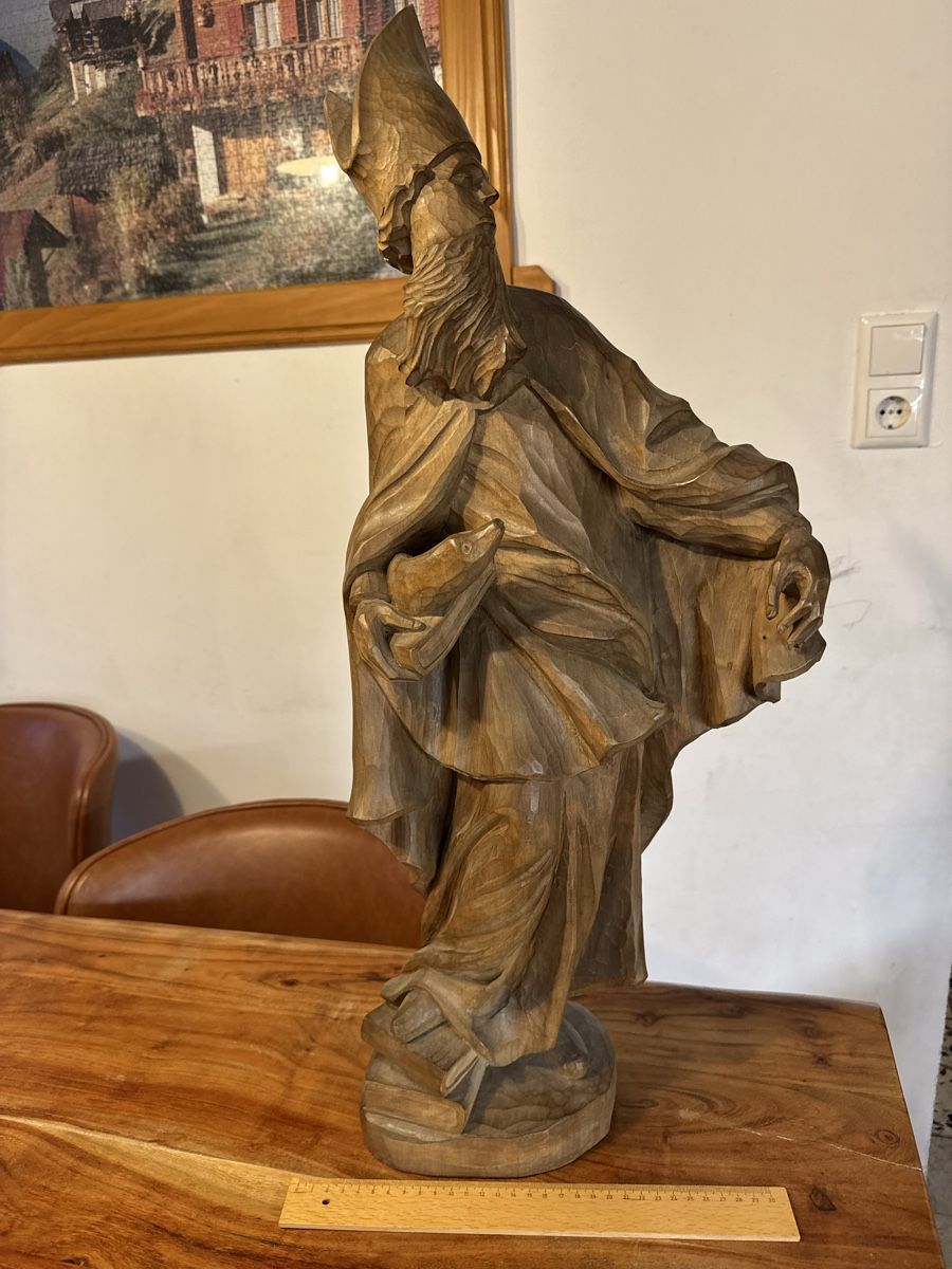 Skulpturen & Statuen: Hl. Ulrich mit Fisch holzfigur statue – Gebraucht aus Morges von SevArt 1