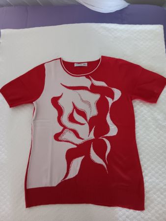Damen Pullover rot/weiss Gr. 40 COUTURE LINE guter Zustand