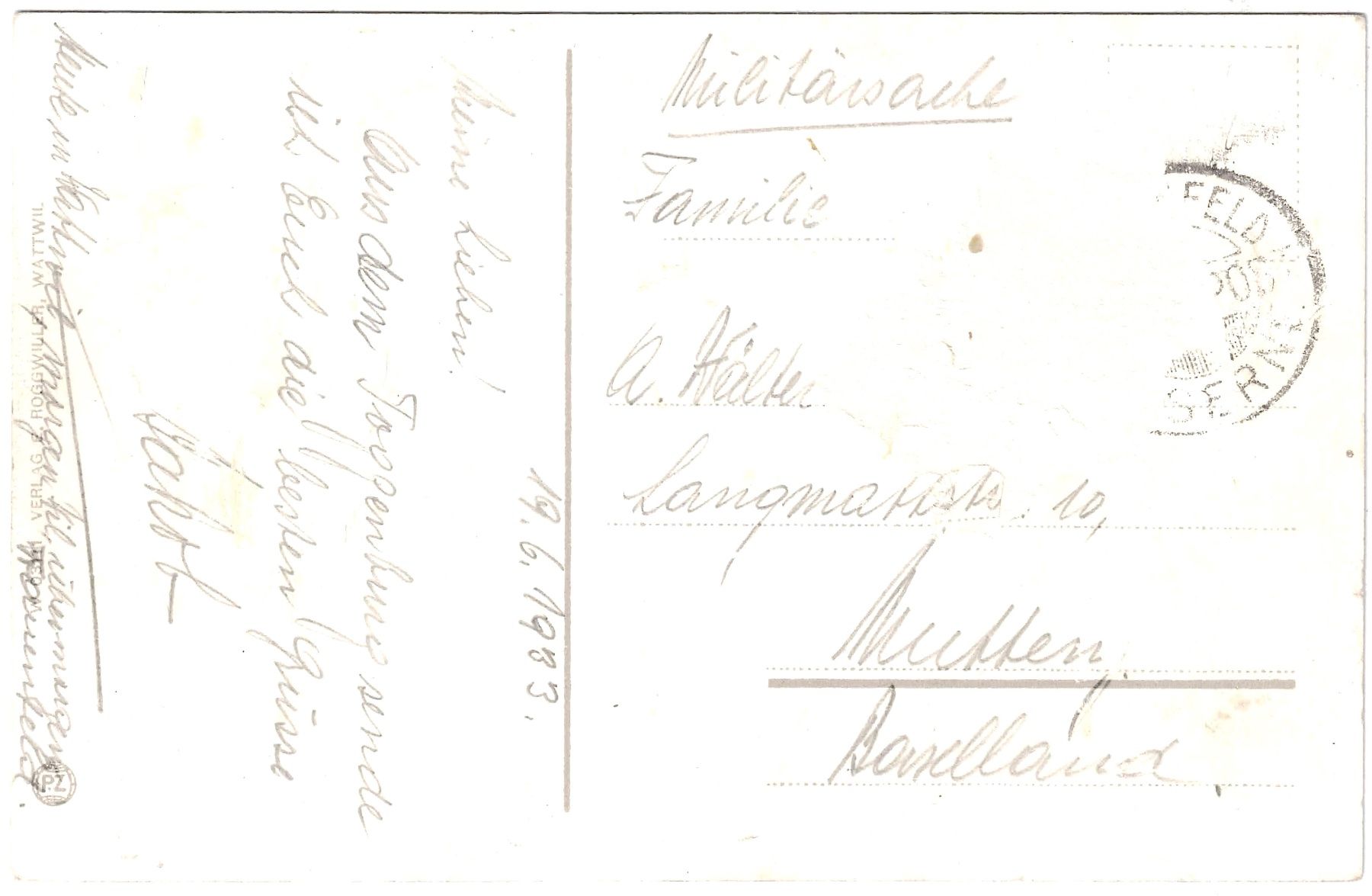 Cartoline postali: WATTWIL - Generalansicht ca. 1920 (SG) – Usato da Oberdorf BL venduto da Hopfehuepfer 1