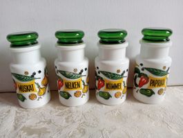 Vintage Gewürz-Gläser Set 4 Stück Küche Deko Guter Zustand