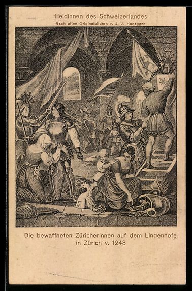 Cartoline postali: Zürich, Die Heldinnen des Schweizerland – Usato da Berlin venduto da bartko-reher