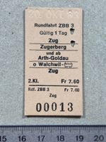 Zugerberg Bahn, Billett Rundfahrt, 1983, Zug, Walchwil