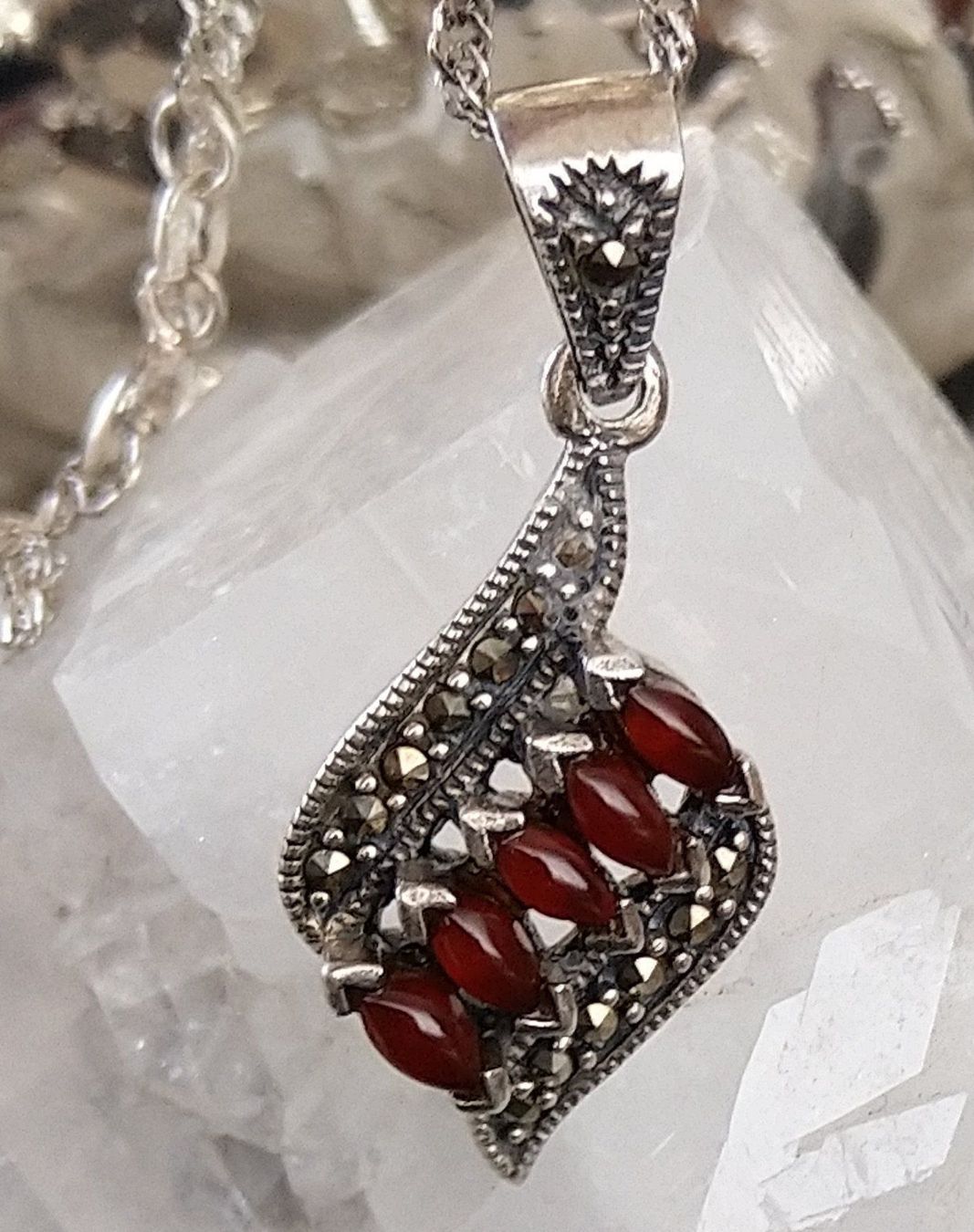 Ciondoli: GRANAT MARKASITEN  ANHÄNGER 925 SILBER MIT KETTE – Usato da Romanshorn venduto da Glitzer-Paradies 3