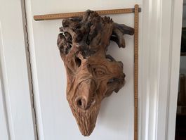 Holzschnitzerei Maske Naturholz Gesicht Unikat antik