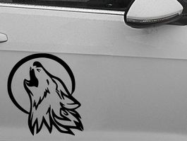 WASSERDICHTER AUTOAUFKLEBER HEULENDER WOLF SCHWARZ,
