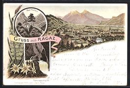 Litho Ragaz, Ortsansicht, Bad Pfäffers,
