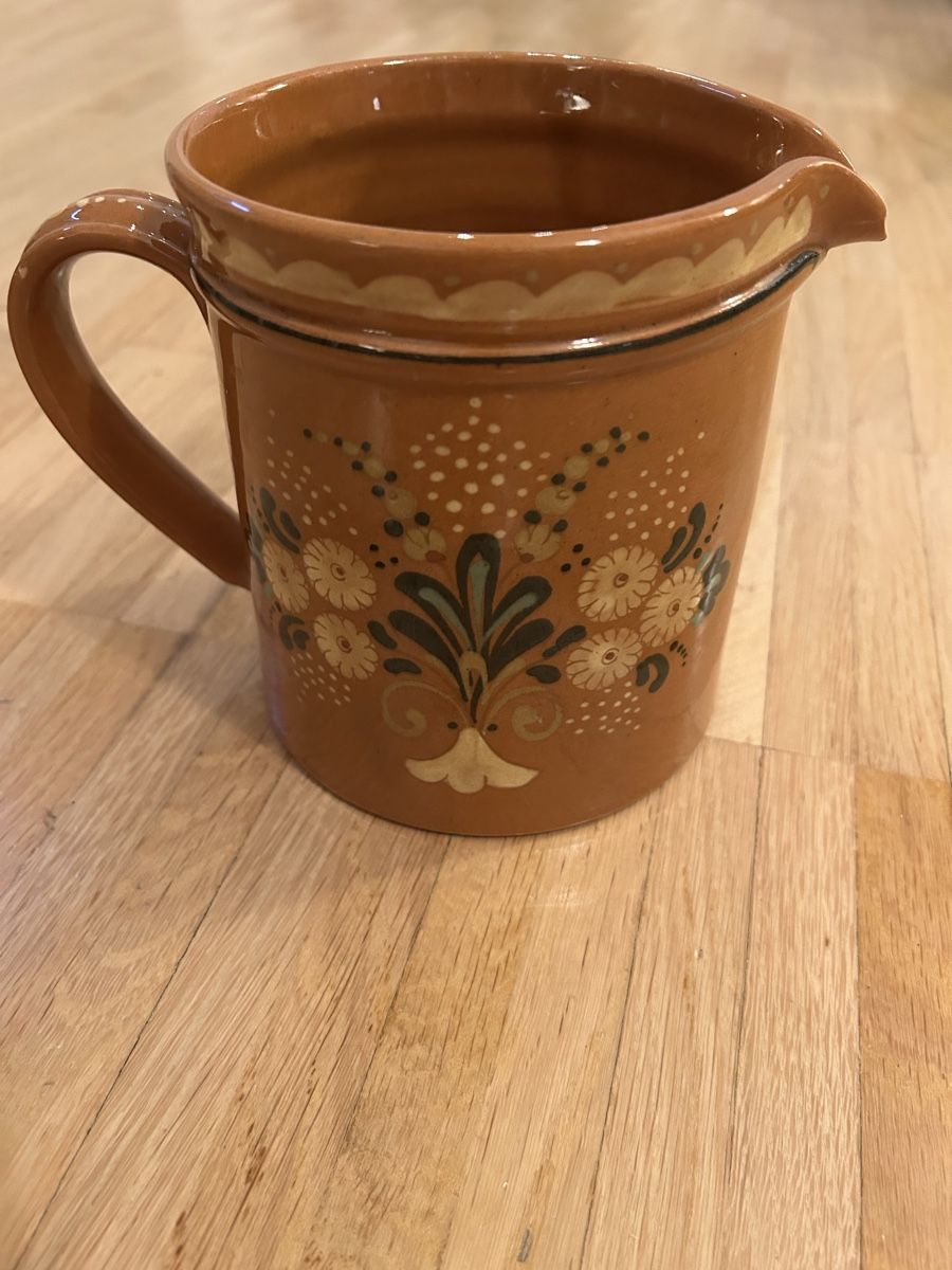 Caraffe: Rustic Hand-Painted Ceramic Pitcher Jug  circa .75l – Usato da Nyon venduto da Iamher 1